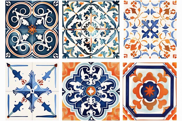 Photo des carreaux portugais sans couture, des patchwork colorés d'azulejo, des carreaux d'espagne, des décors islamiques, arabes, indiens.