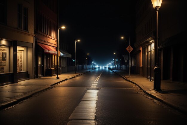 Photo carrefour de la route de la ville, lampadaires tamisés, vue sur la rue, fond d'écran, illustration d'arrière-plan