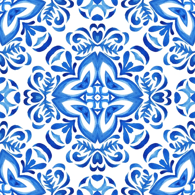 Carrelage Renaissance modèle sans couture ornement Azulejo carreaux design portugais bleu et blanc