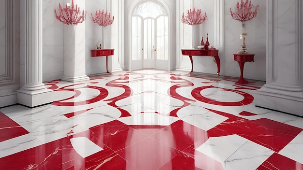 Carrelage et revêtement de sol en marbre haut de gamme avec motif rouge exclusif avec réglementation 8k