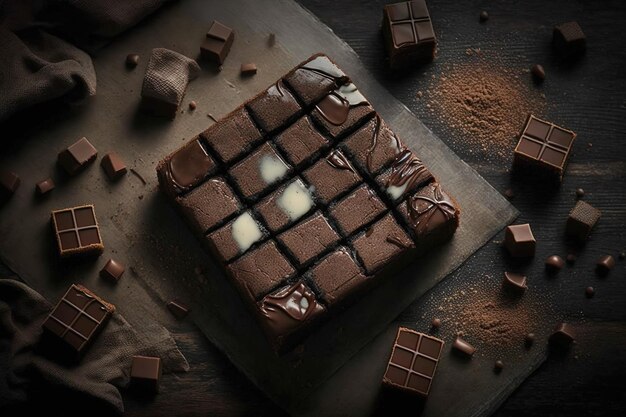 Carrés de brownies au chocolat maison