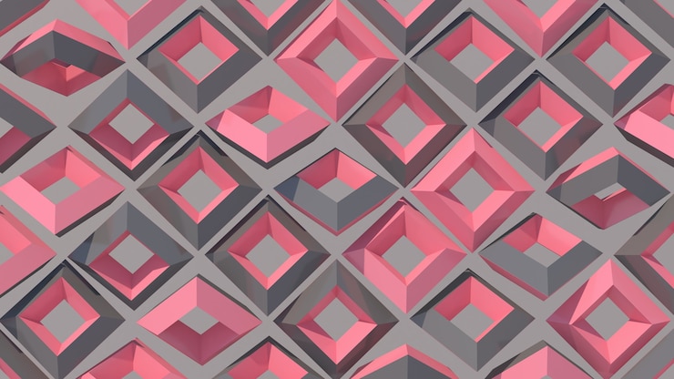 Photo carrés roses et gris tournant abstract illustration d render