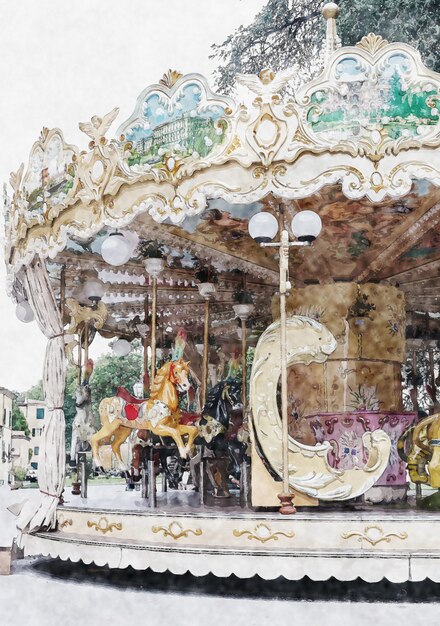 Carrousel coloré dans le parc