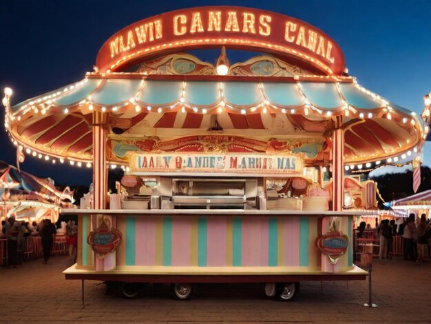 Photo un carrousel avec un grand panneau disant 