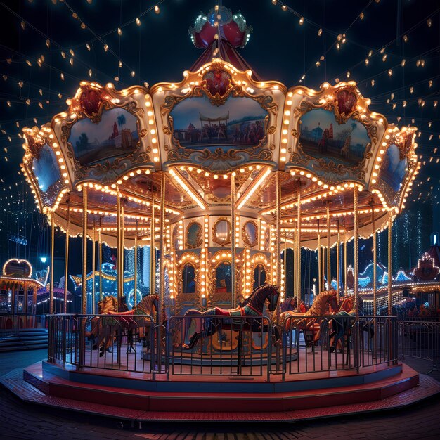 Un carrousel avec des lumières