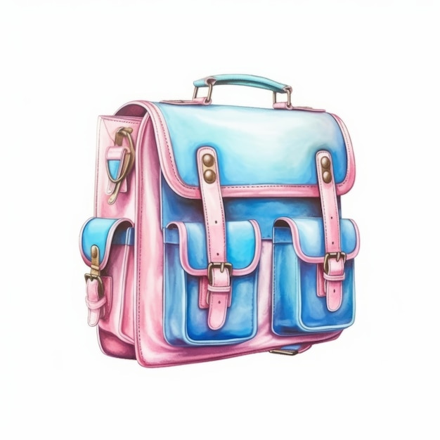 cartable bleu aquarelle