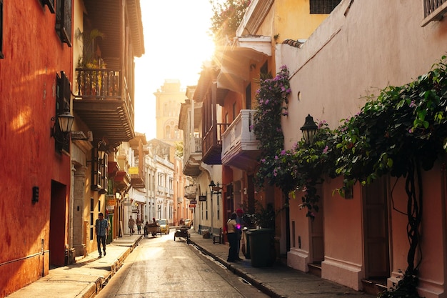 Cartagena de Indias Colombie Janvier 2019 Rue typique du centre historique de Carthagène