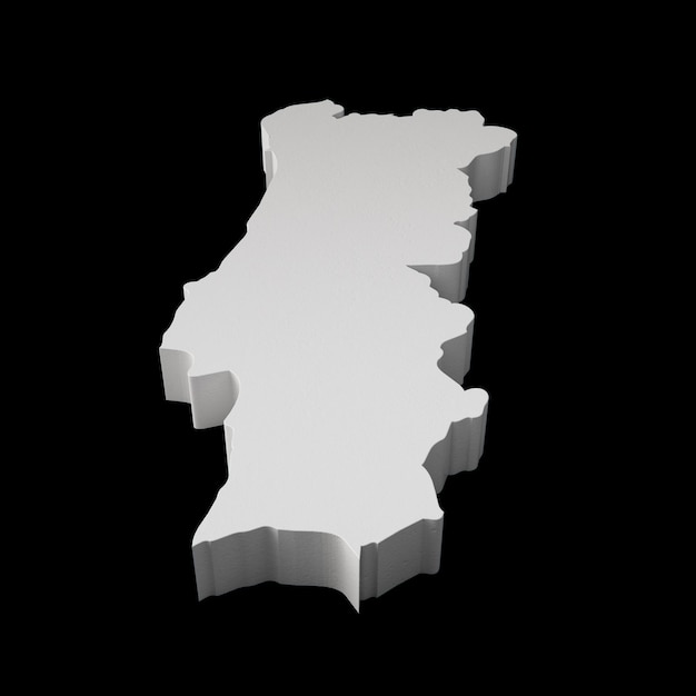 Carte 3D du Portugal Géographie Cartographie et carte topologique Illustration 3D