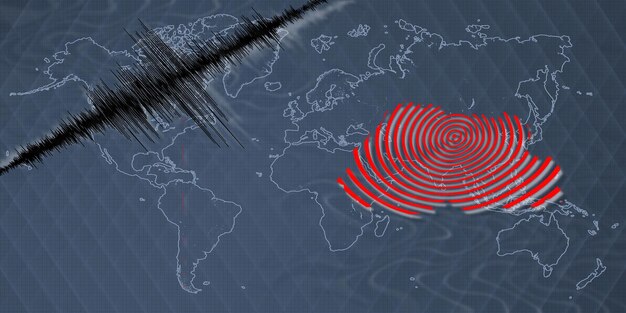 Photo carte de l'activité sismique du tremblement de terre au bhoutan