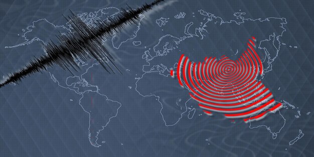 Photo carte de l'activité sismique du tremblement de terre au soudan du sud