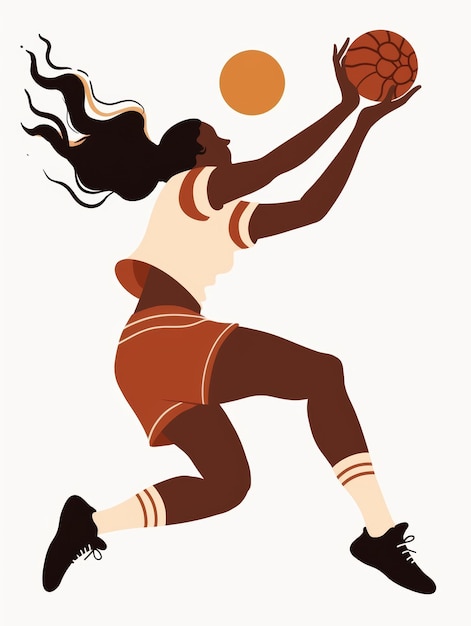 Carte d'affirmation femme jouant au handball illustration minimaliste IA générative