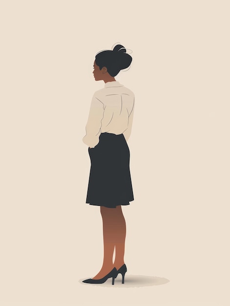 Photo carte d'affirmation avec une illustration minimaliste d'une femme en tenue de bureau ai générative