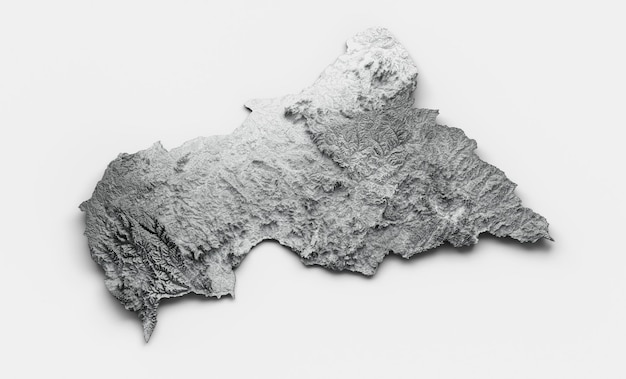 Carte de l'Afrique centrale Drapeau de l'Afrique centrale Relief ombré Carte de hauteur de couleur sur fond blanc 3d