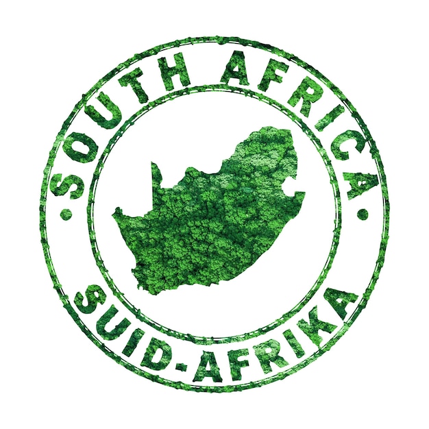 Carte de l'Afrique du Sud Timbre postal Développement durable Concept d'émission de CO2