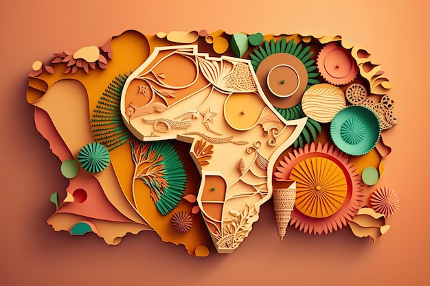 Carte de l'Afrique Illustration de l'IA générative Happy Africa Day