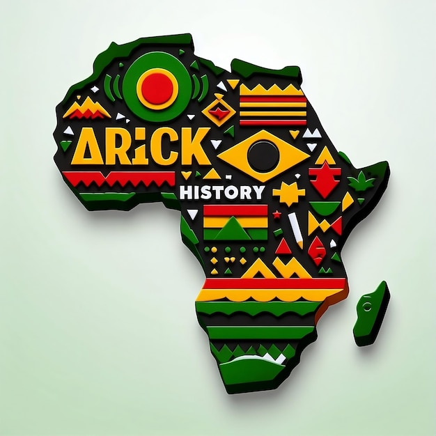 Photo carte de l'afrique illustration post du mois de l'histoire noire avec le texte black history post