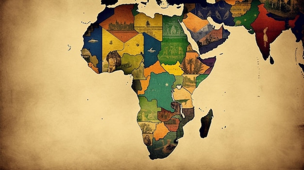 Une carte de l'Afrique avec les noms des pays au milieu.