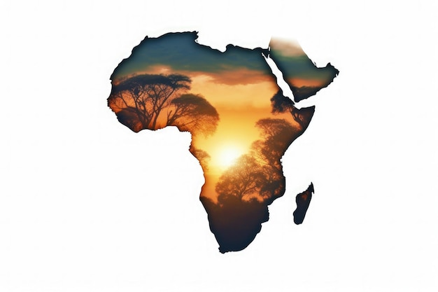 Photo carte de l'afrique avec la savane en arrière-plan illustration numérique generative ai