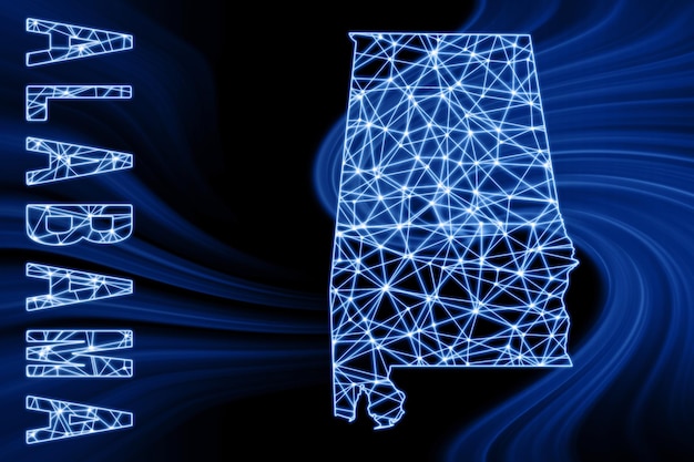Carte de l'Alabama Carte des lignes de maillage polygonal