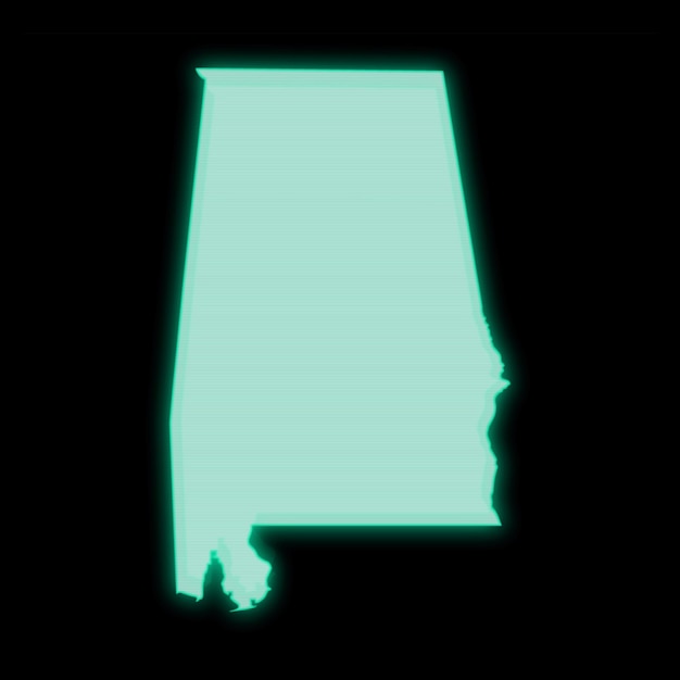 Carte de l'Alabama vieil ordinateur vert