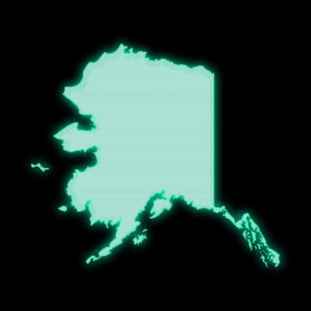 Carte de l'Alaska vieil ordinateur vert