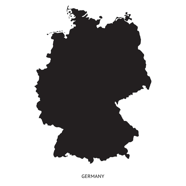 Carte de l'Allemagne Silhouette noire sur fond blanc