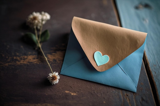 Carte d'amour ou enveloppe d'amour avec coeur Une lettre d'amour est une façon romantique d'exprimer des sentiments, que ce soit