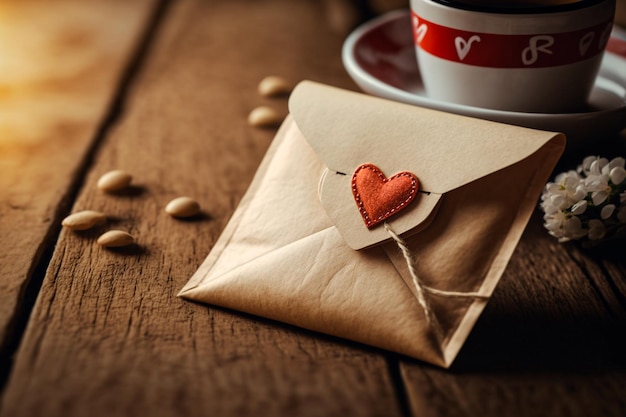 Carte d'amour ou enveloppe d'amour avec coeur Une lettre d'amour est une façon romantique d'exprimer des sentiments, que ce soit