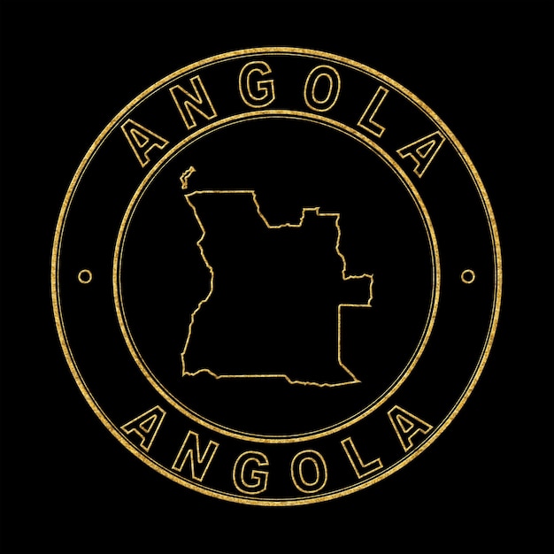 Carte de l'Angola Timbre Doré Fond Noir