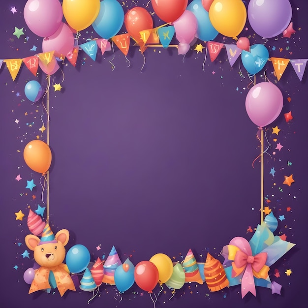 une carte d'anniversaire avec des ballons et une bannière qui dit joyeux anniversaire