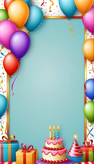 Une carte d'anniversaire avec des ballons et une carte d'année avec un gâteau d'année.
