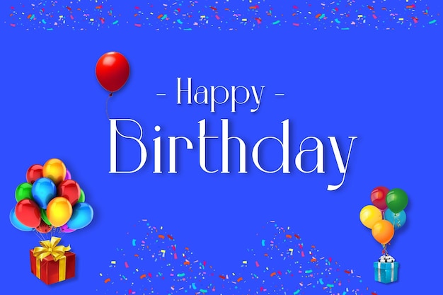 une carte d'anniversaire avec des ballons et les mots " joyeux anniversaire " dessus