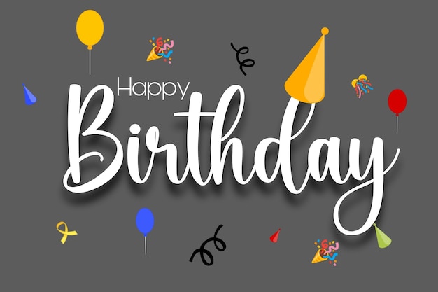 une carte d'anniversaire avec des ballons et les mots " joyeux anniversaire " dessus