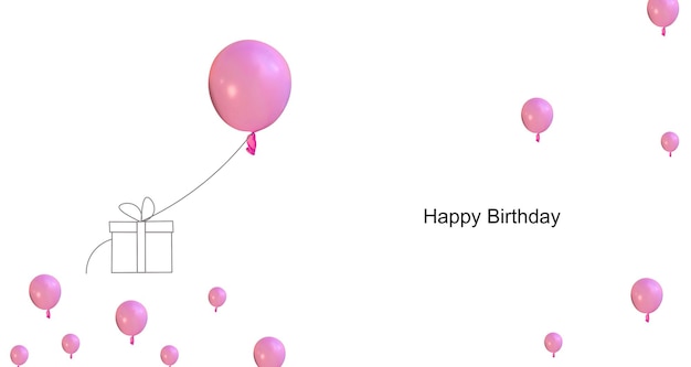 carte d'anniversaire avec des ballons