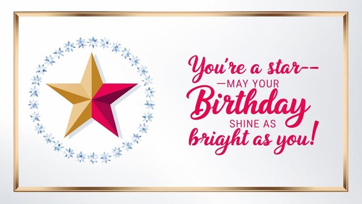 Photo carte d'anniversaire avec une étoile et un message de célébration
