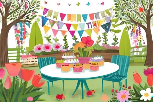 Carte d'anniversaire pour une fête de jardin