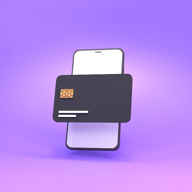 Carte bancaire et téléphone Business theme modèle 3d et concept minimal rendu 3d