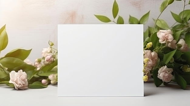 Carte blanche blanche avec chemin de coupure idéale pour les salutations, les numéros de table et les invitations de mariage Image de maquette