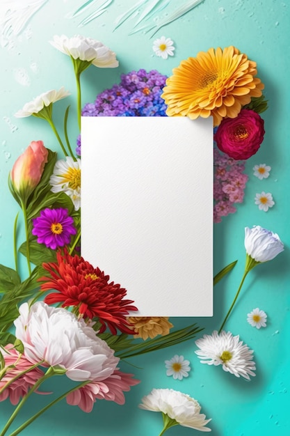 Carte blanche avec espace de copie et fleurs créées à l'aide de la technologie générative ai