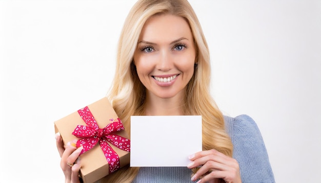 carte blanche pour la fête des mères avec espace de copie boîte cadeau isolée sur blanc