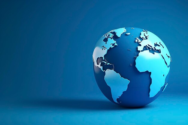 Carte bleue du globe terrestre 3D sur fond bleu image générée par l'IA de la bannière d'entreprise