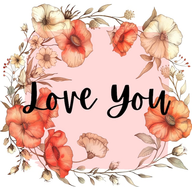 Carte botanique qui exprime son amour pour vous