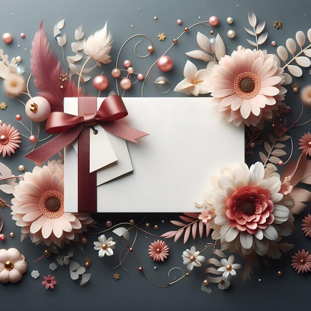 carte-cadeau avec un fond de décoration florale