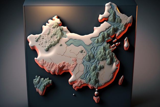 Une carte de la Chine avec le mot Chine dessus