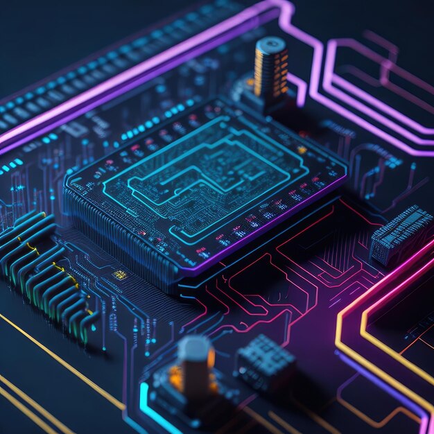 Carte de circuit imprimé à micropuce intégrée au processeur de l'ordinateur central