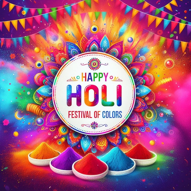 La carte colorée du festival Holi, le festival des couleurs, le festival indien