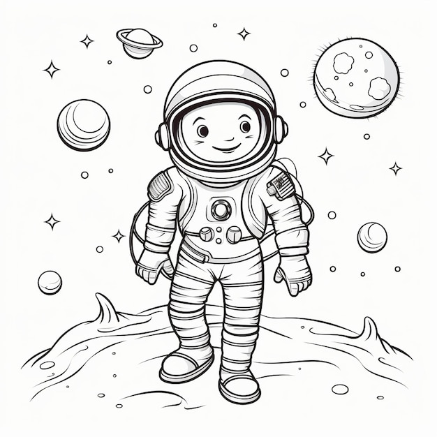 Carte à colorier Kawaii de l'espace pour enfants