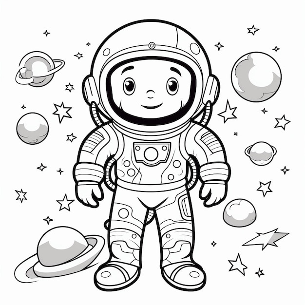 Carte à colorier Kawaii de l'espace pour enfants