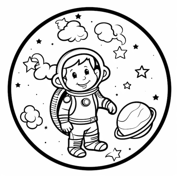 Carte à colorier Kawaii de l'espace pour enfants