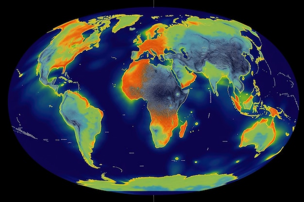 Carte de la densité des émissions de dioxyde de carbone montrant les concentrations de dioxyde de carbone à travers le monde